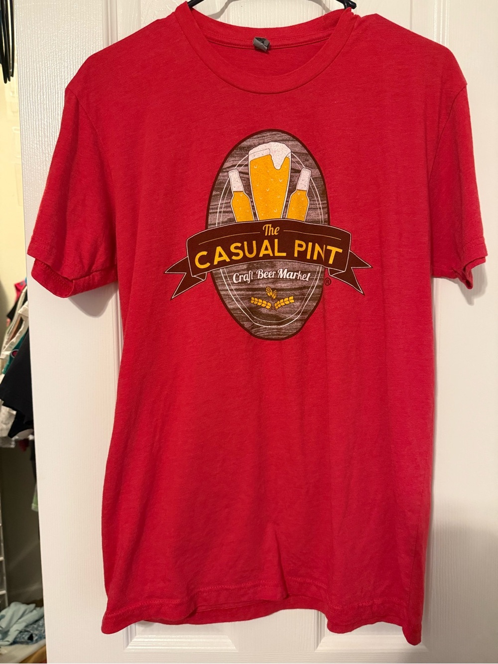 Next Level Apparel Red Short-Sleeve Tee with The Casual Pint Graphic